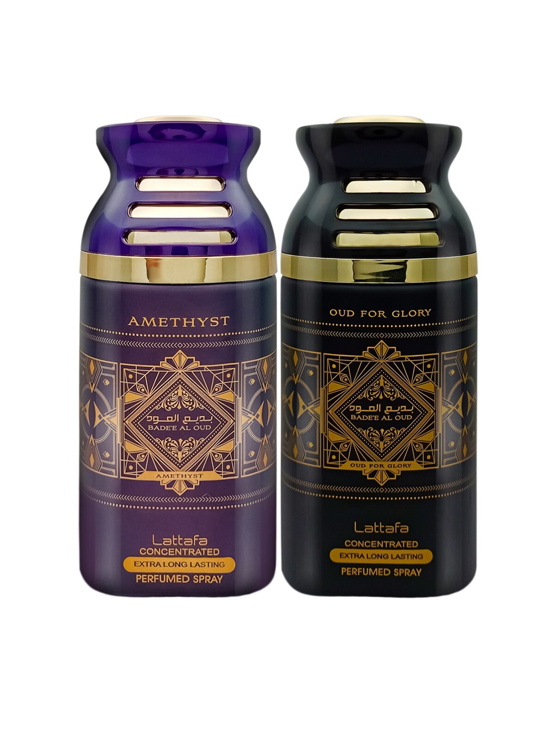 

Lattafa Pack of 2 Badee Al Oud & Badee Al Oud Perfumed Spray Body 250ml Each, Purple