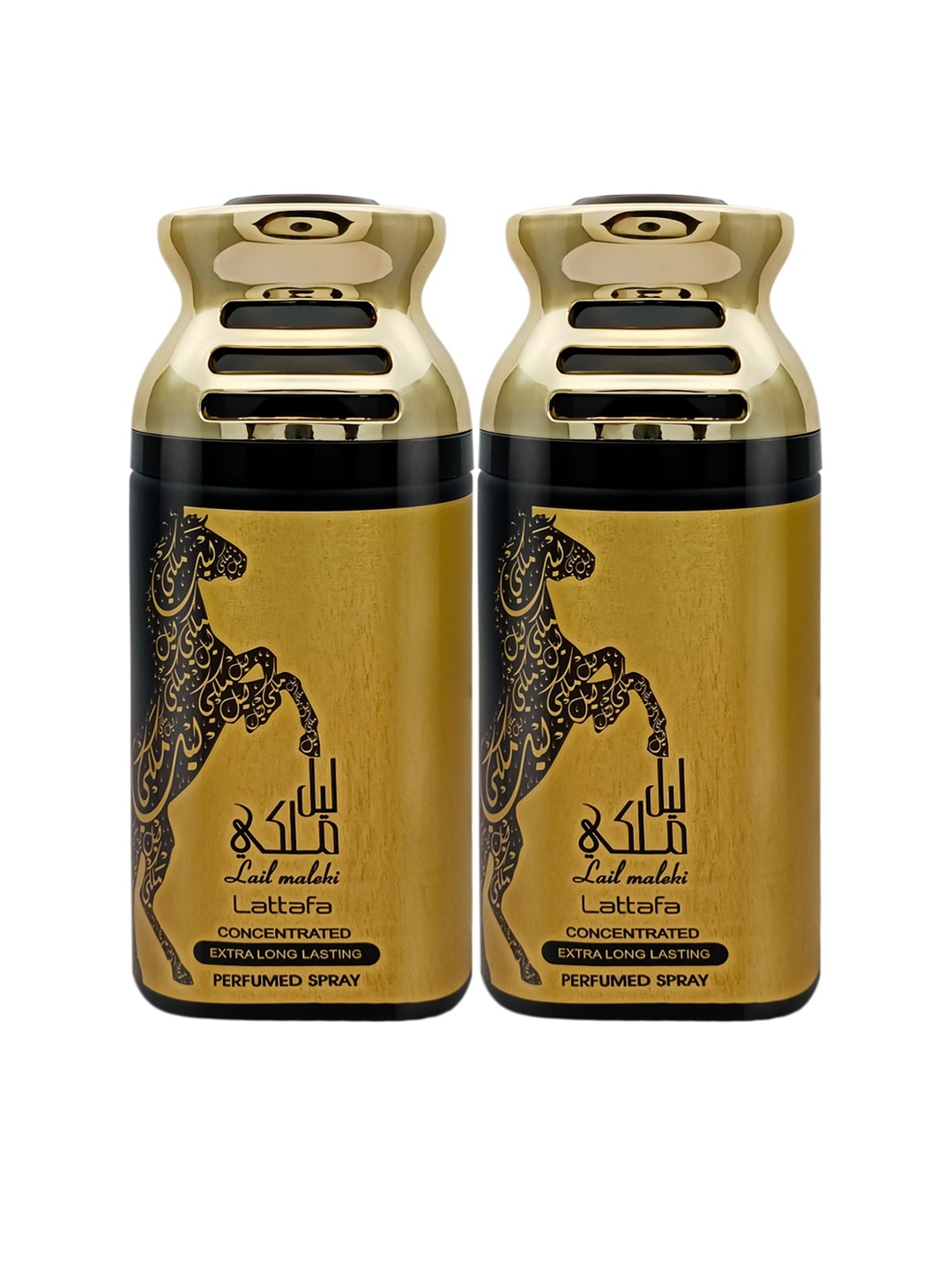 

Lattafa Pack of 2 Lail Maleki Concentrated Perfumed Body Spray - 250ml Each, Gold