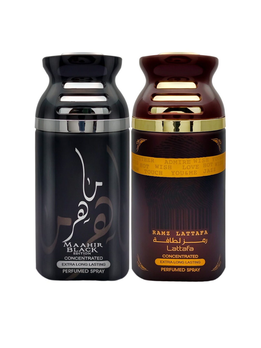 

Lattafa Set Of 2 Maahir Black & Ramz Gold Perfumed Body Spray 500ml