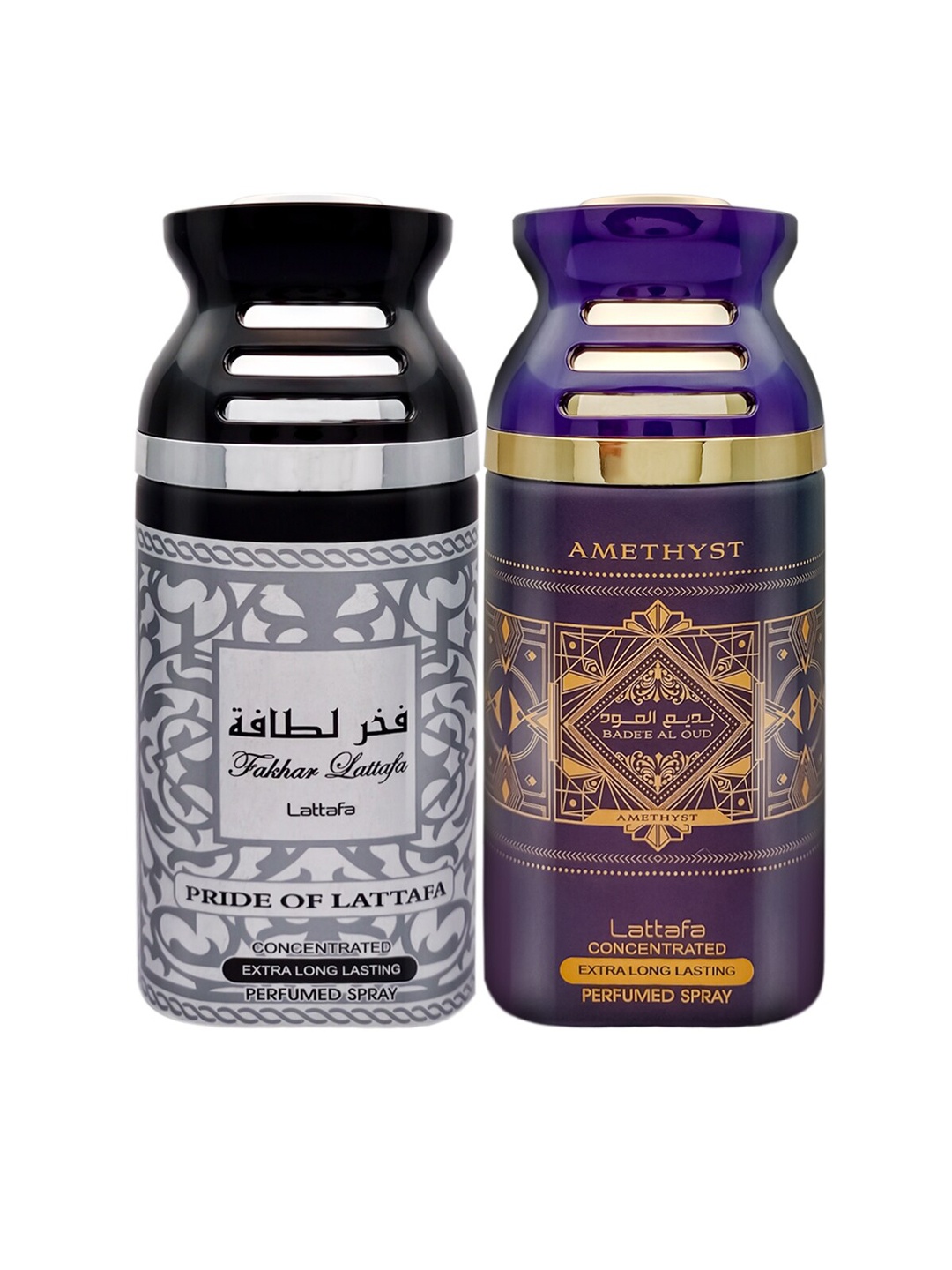 

Lattafa Pack of 2 Black Pride of Lattafa & Badee Al Oud Perfumed Body Spray - 250ml Each, Silver