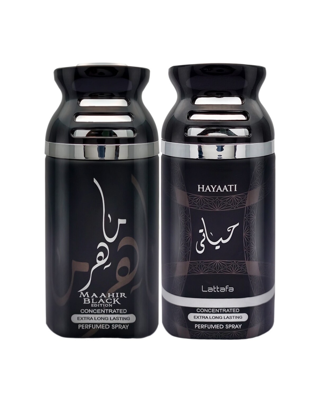 

Lattafa Maahir Pack of 2 Perfumed Body Spray 250ml, Black