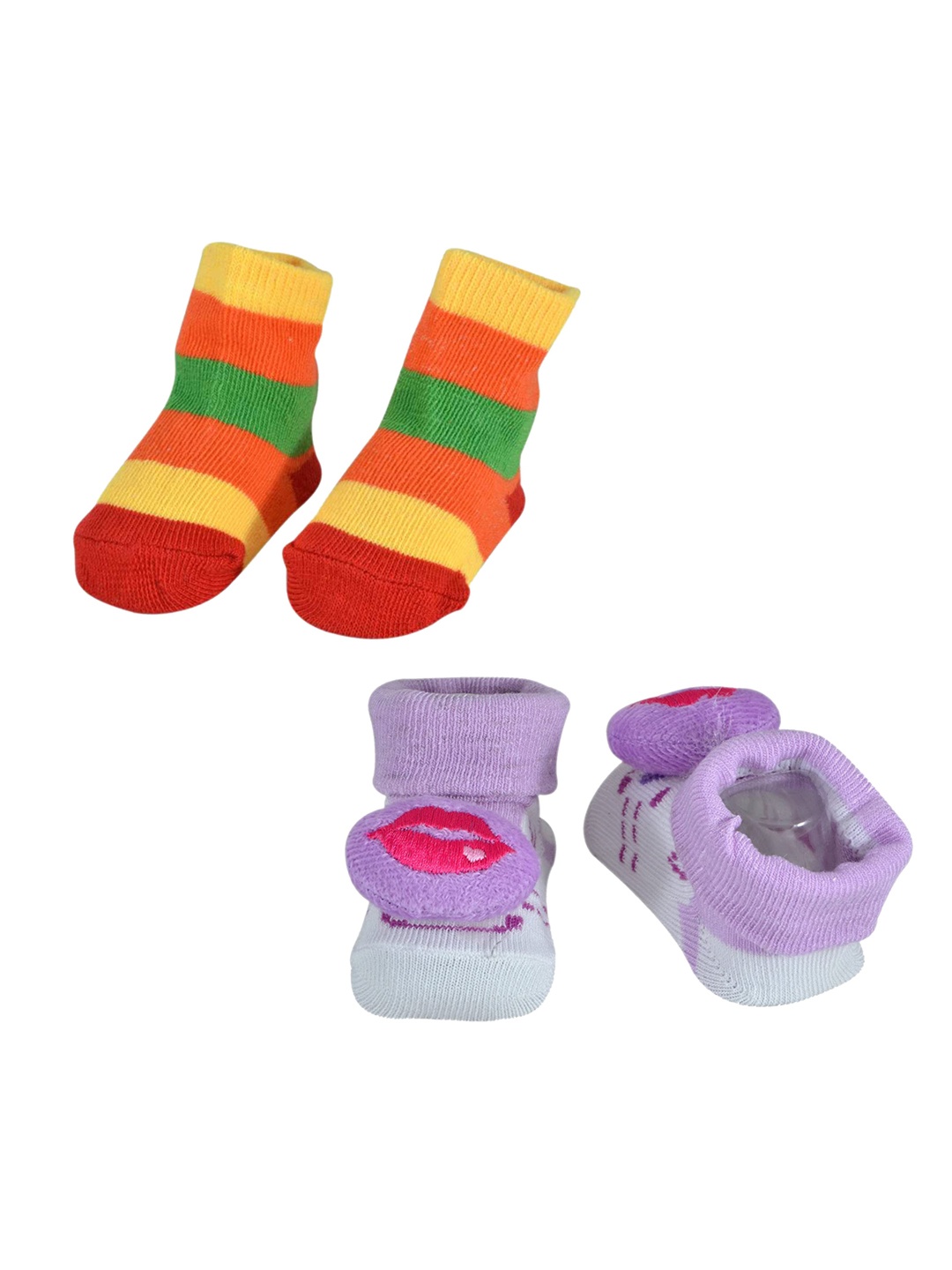

Butterthief Kids Pack of 2 Multicolored Colorblocked Booties, Multi