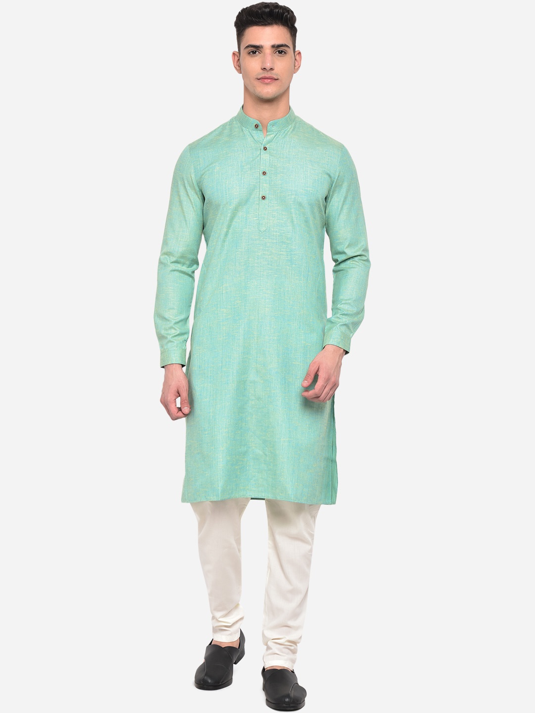 

JADE BLUE Men Sea Green Thread Work Kurta