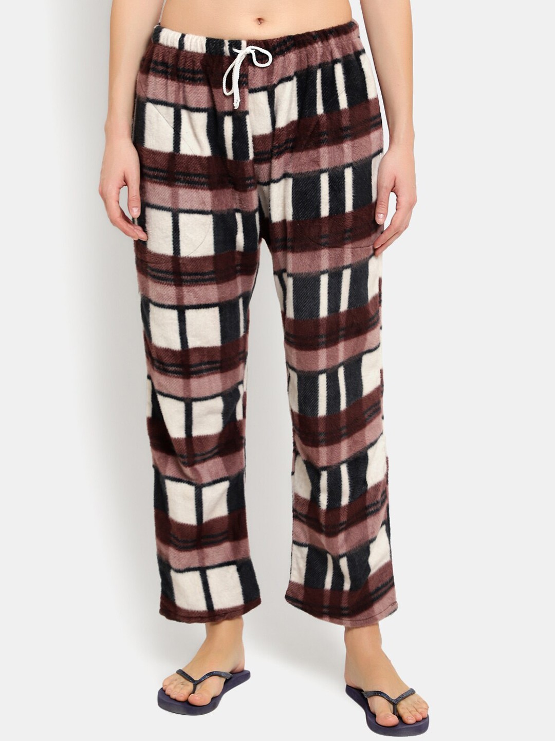 

CIERGE Women Brown Checked Woolen Lounge Pants