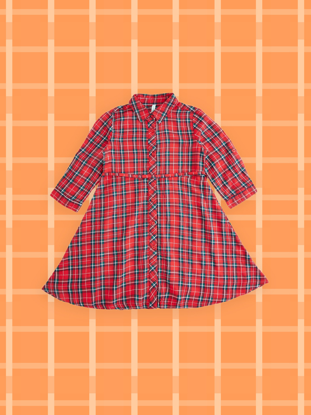 

Pantaloons Junior Girls Red Checked Shirt Dress