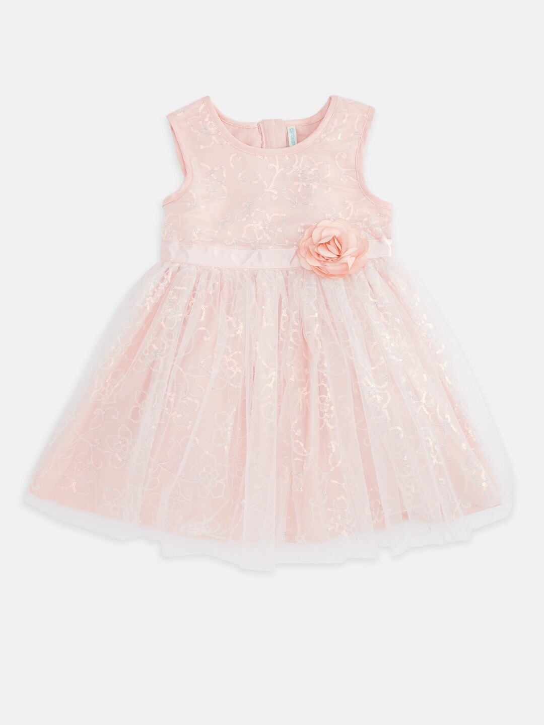 

Pantaloons Junior Peach-Coloured EmbellishedDress