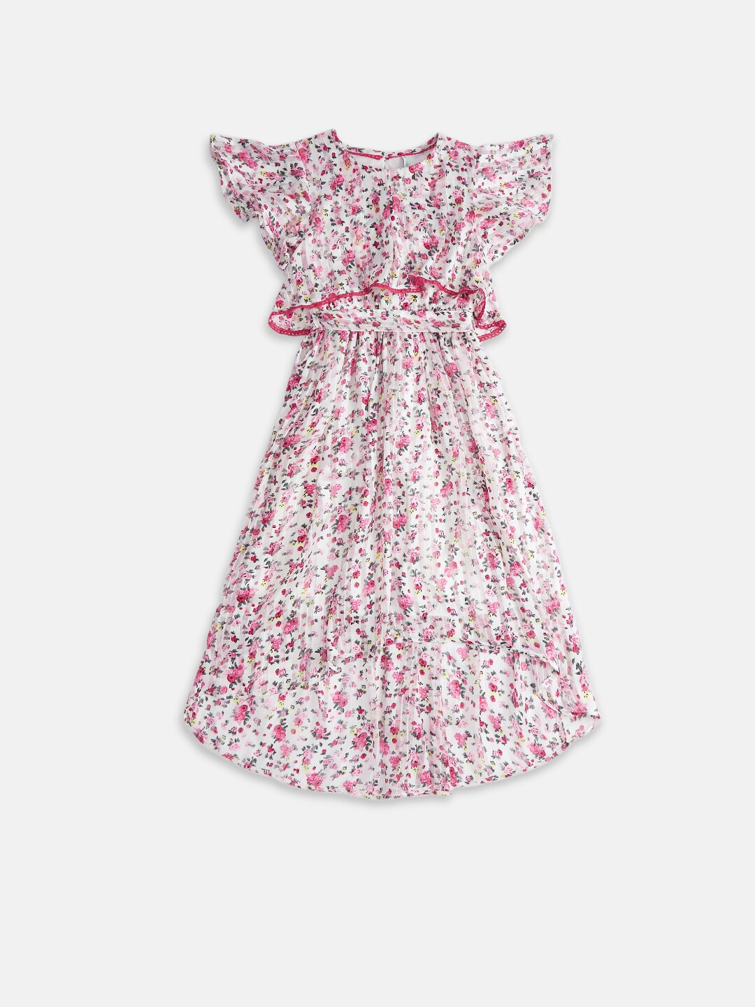 

Pantaloons Junior Off White & Pink Floral Georgette Dress