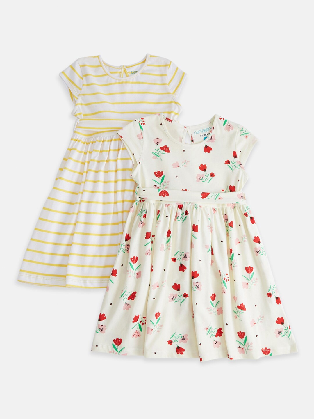 

Pantaloons Junior Girls Pack Of 2 White Printed Fit & Flared Dress