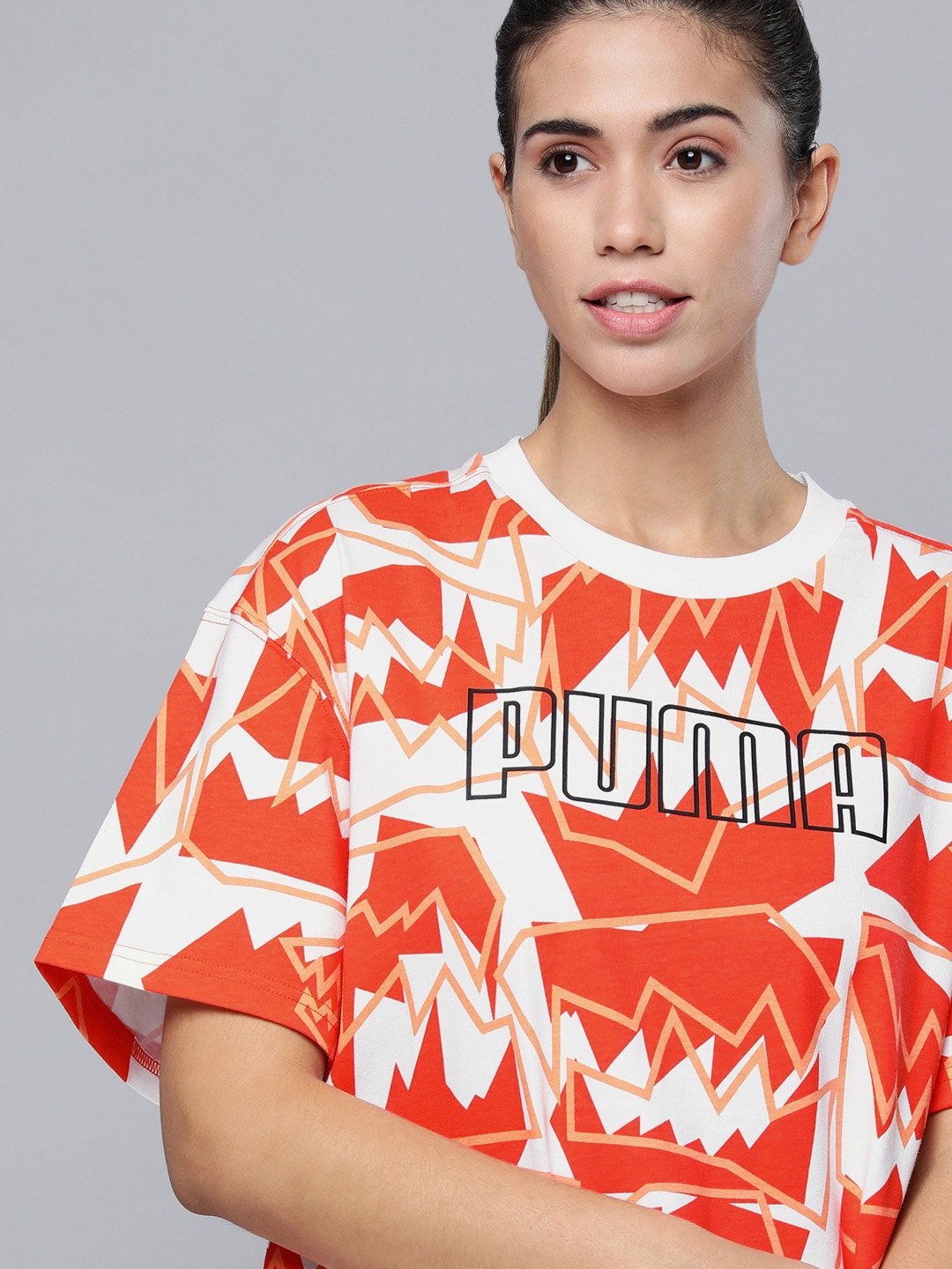 

PUMA Hoops Cherry Tomato Swish Printed Women's Basketball T-shirt, Orange