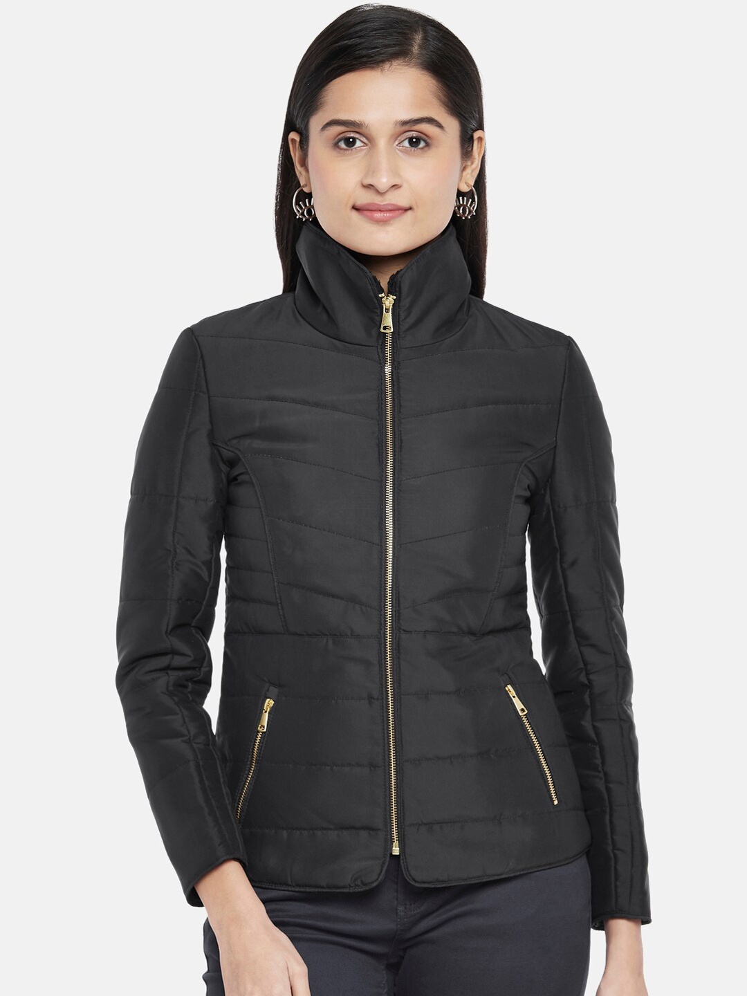 

Honey by Pantaloons Women Black Solid Padded Jacket