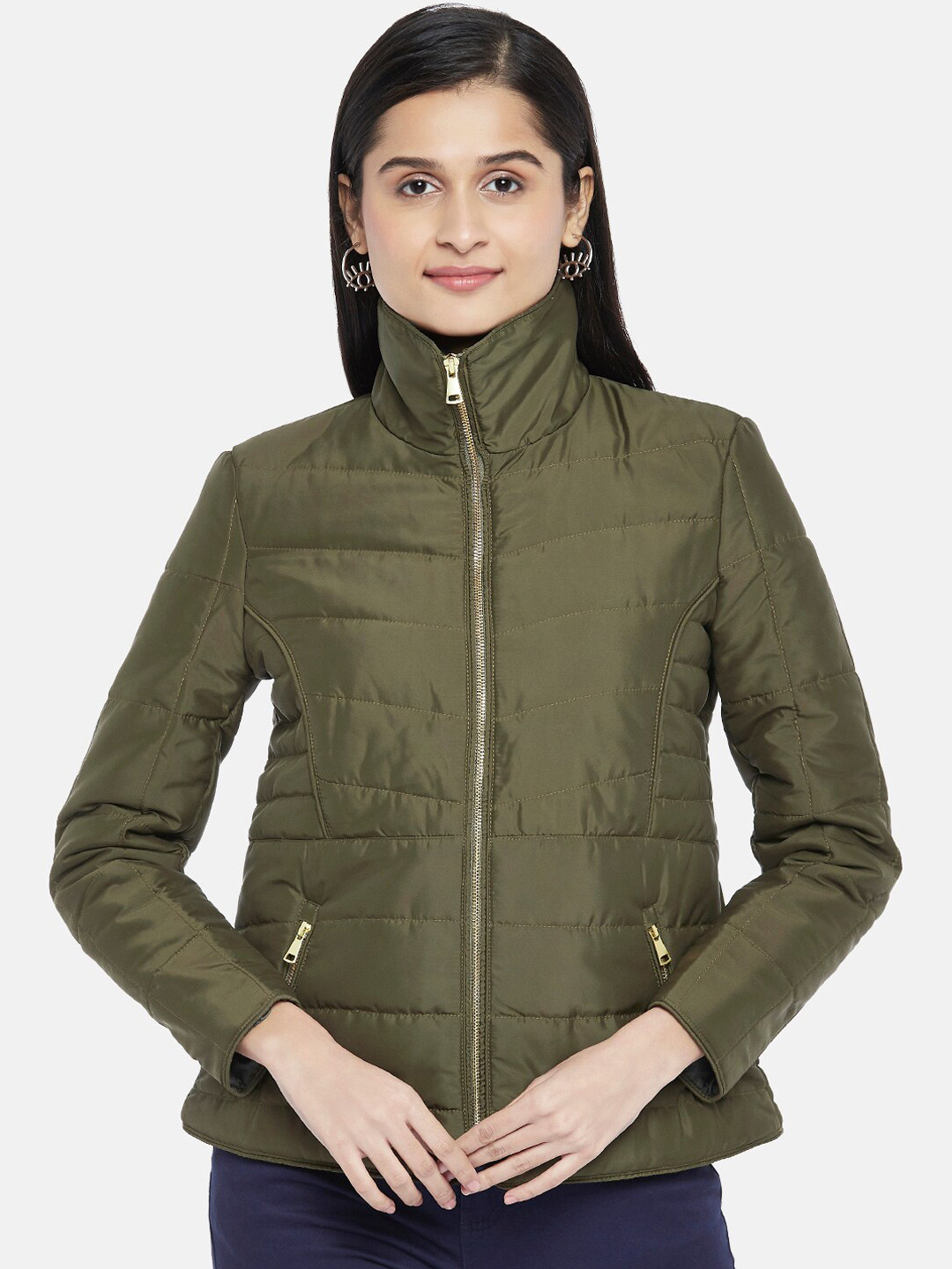 

Honey by Pantaloons Women Olive Green Tailored Jacket