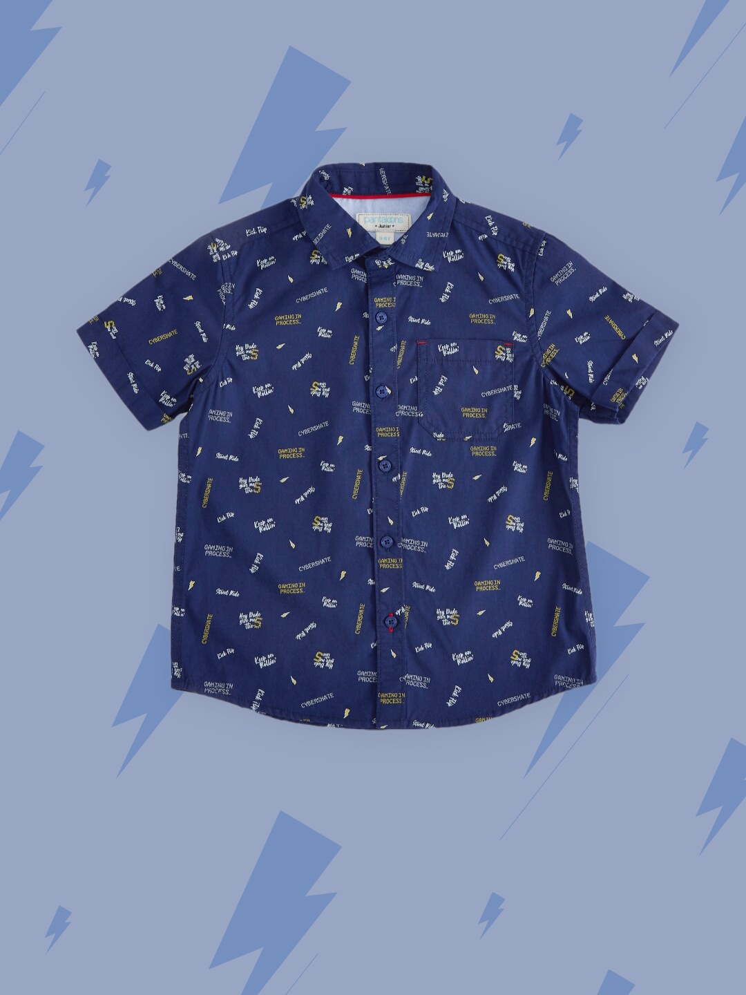 

Pantaloons Junior Boys Navy Blue Printed Casual Shirt