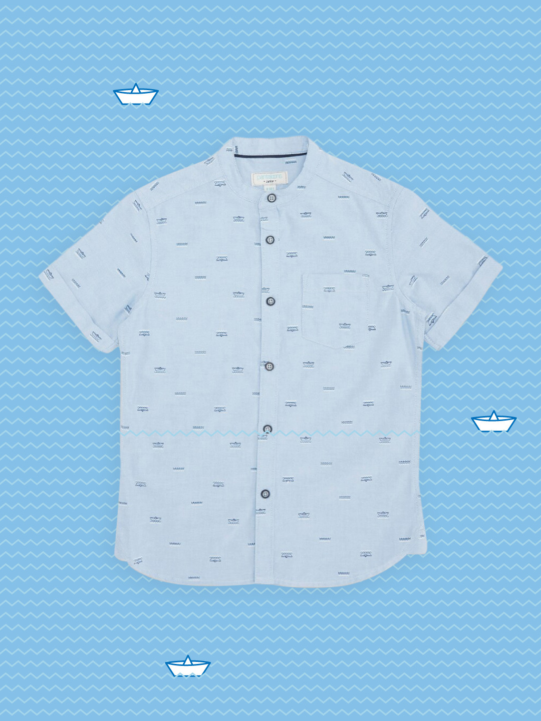 

Pantaloons Junior Boys Blue Printed Casual Shirt