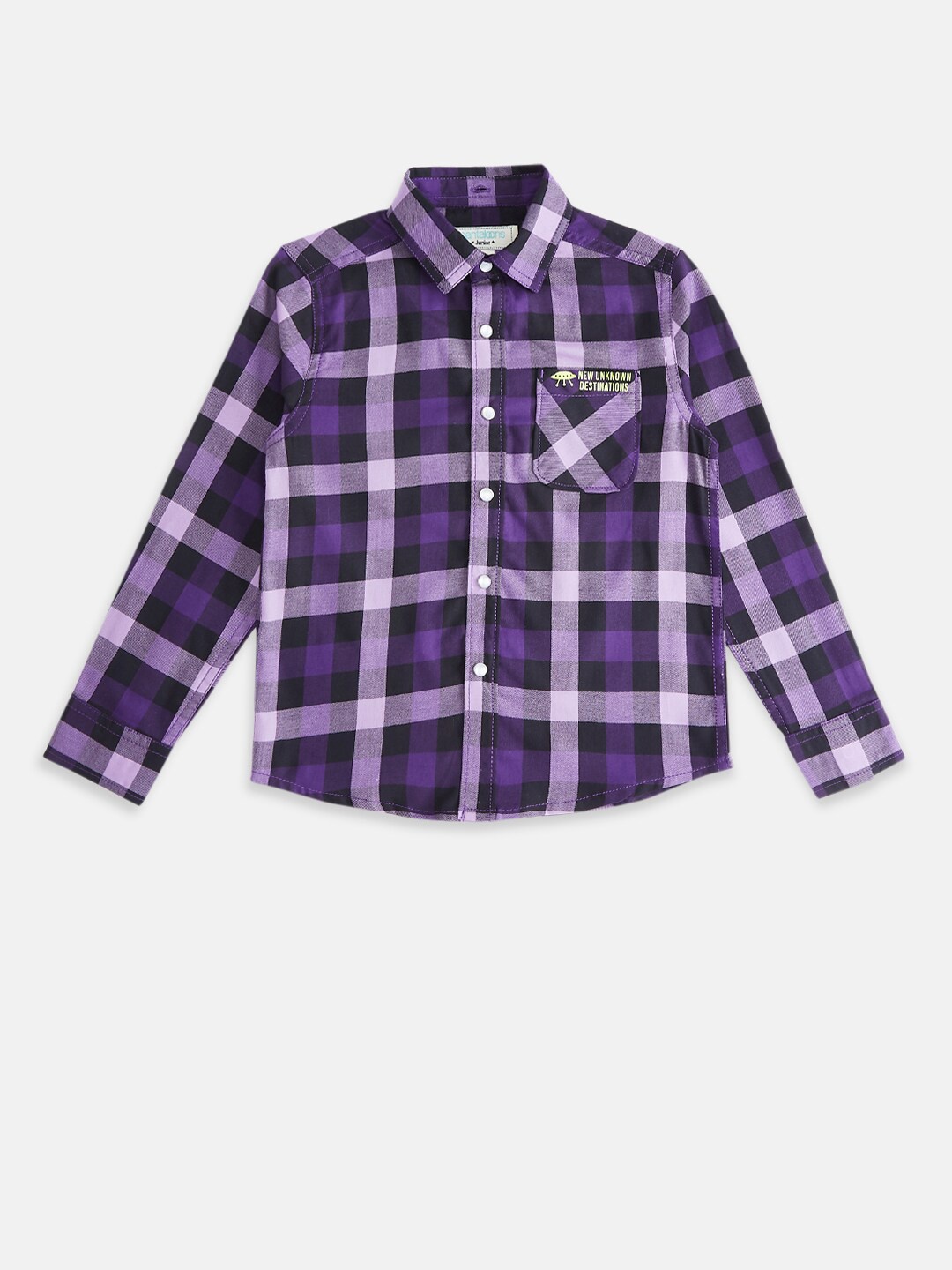 

Pantaloons Junior Boys Purple & White Tartan Checked Casual Shirt