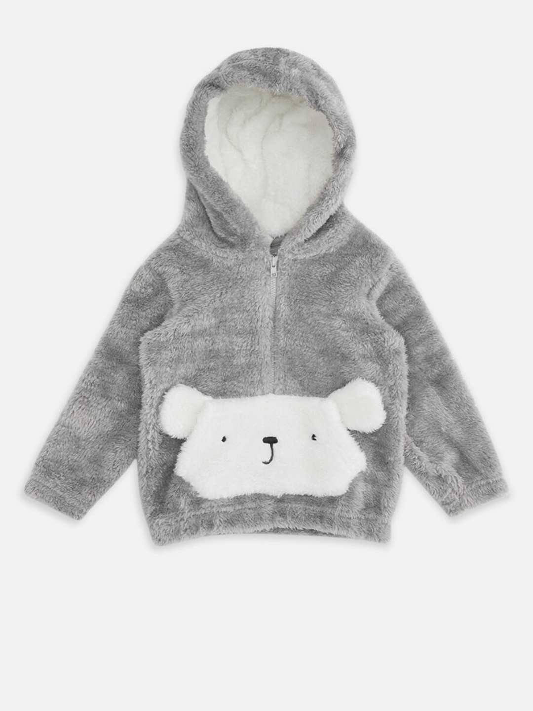 

Pantaloons Baby Boys Grey Embellished Hooded Sweatshirt