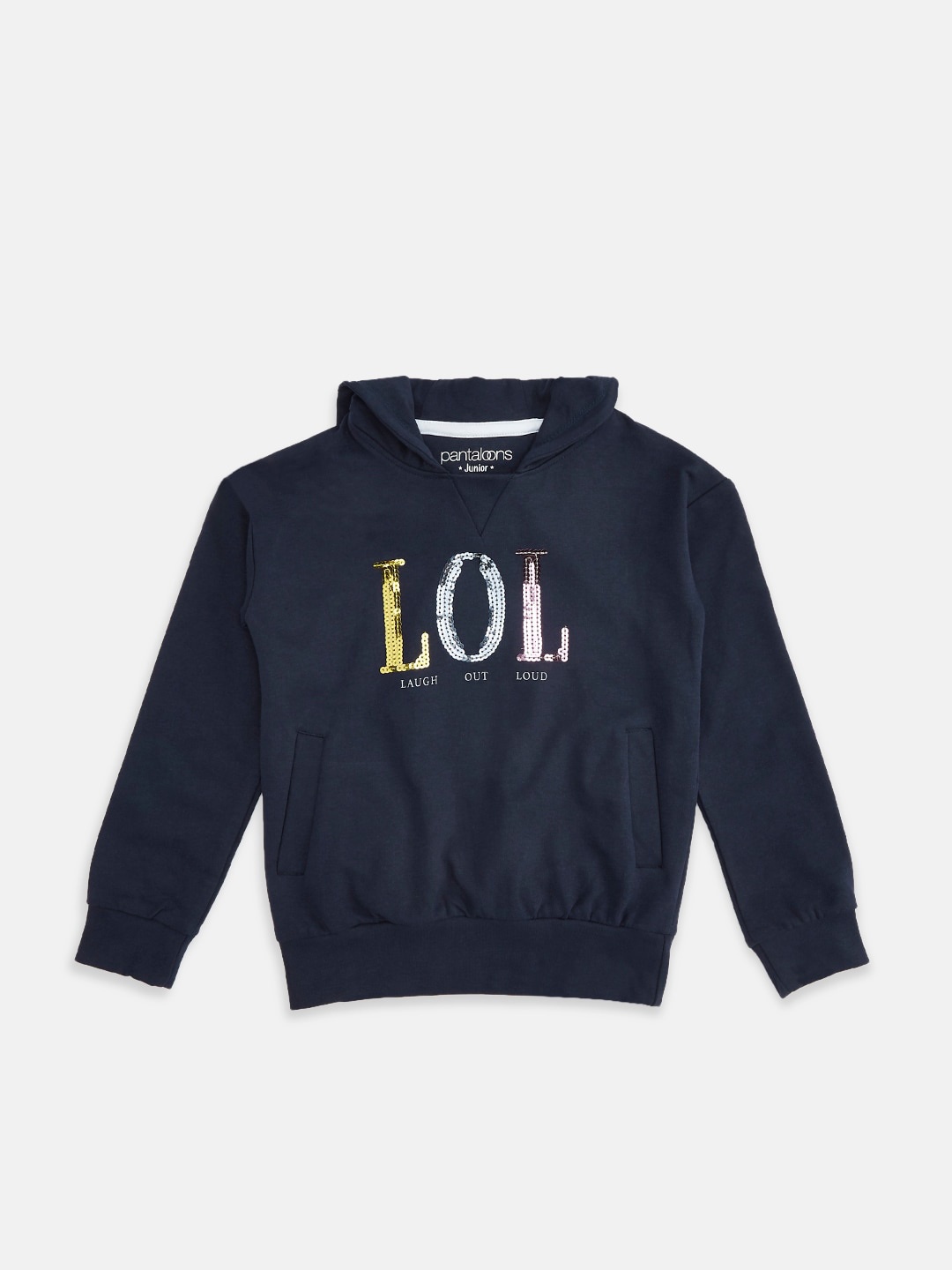 

Pantaloons Junior Girls Navy Blue Printed Sweatshirt