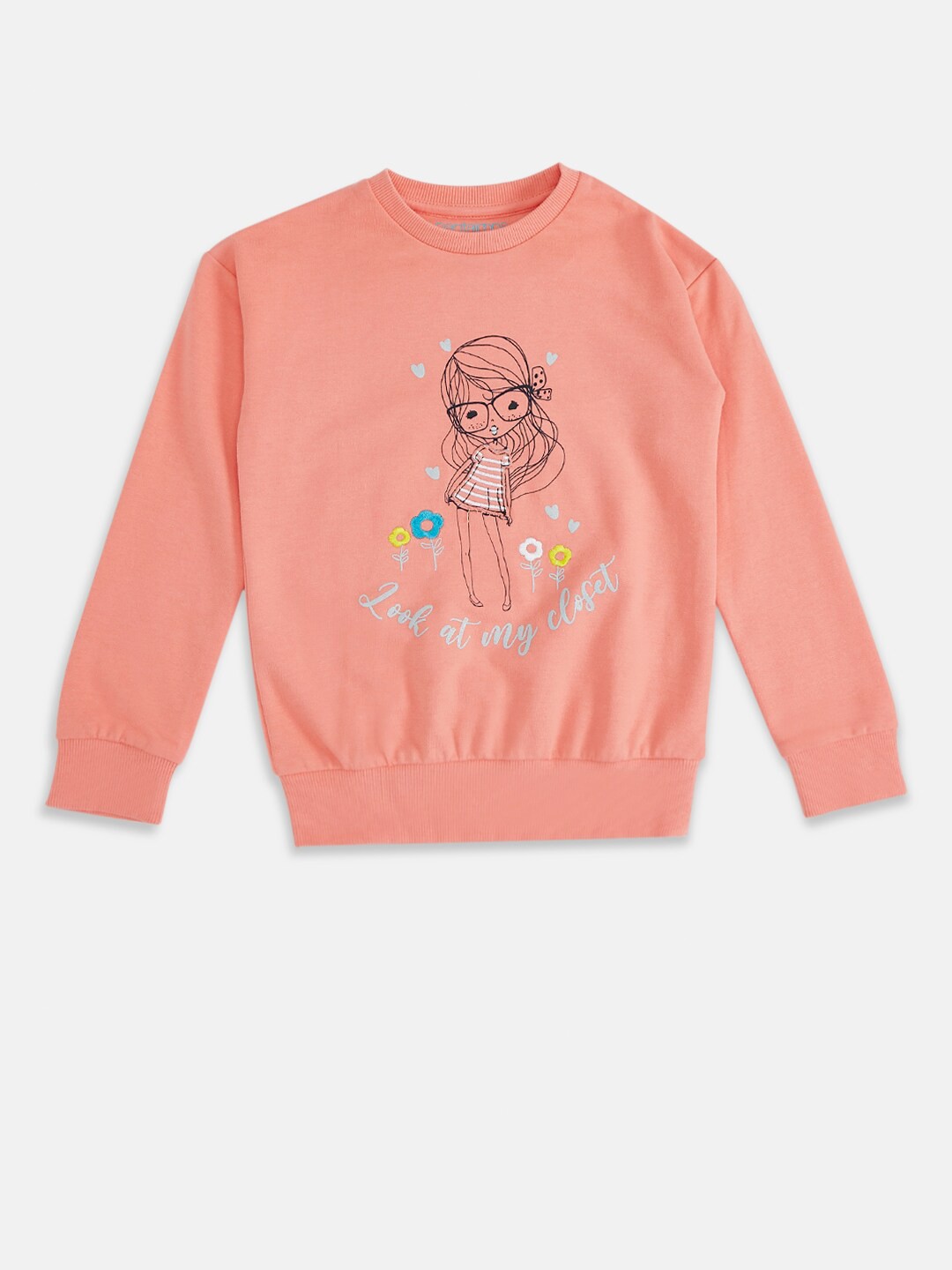 

Pantaloons Junior Girls Coral Printed Sweatshirt