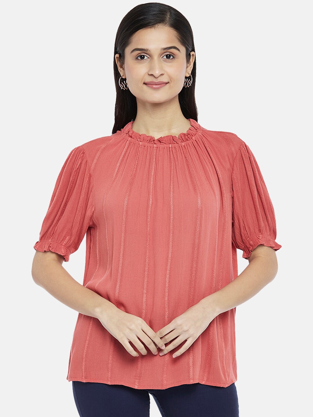 

Honey by Pantaloons Women Rose Solid High Neck Top