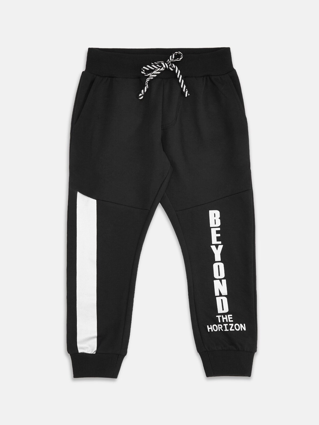 

Pantaloons Junior Boys Black & White Solid Pure Cotton Joggers