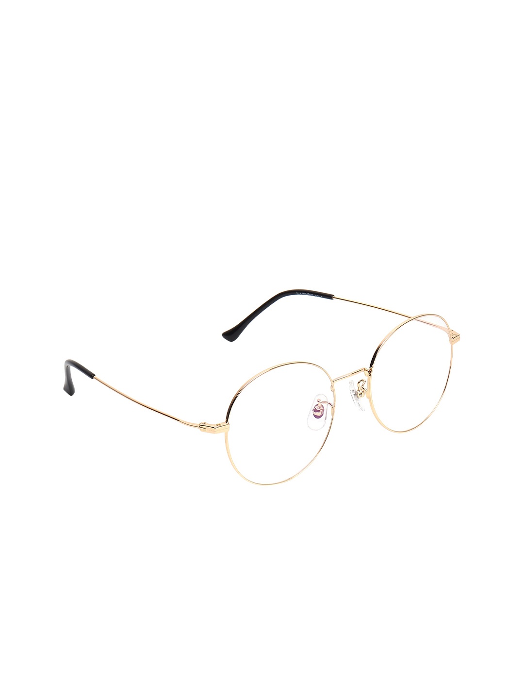 

SCAGLIA Unisex Clear Lens & Gold-Toned Round Sunglasses with UV Protected Lens, Transparent