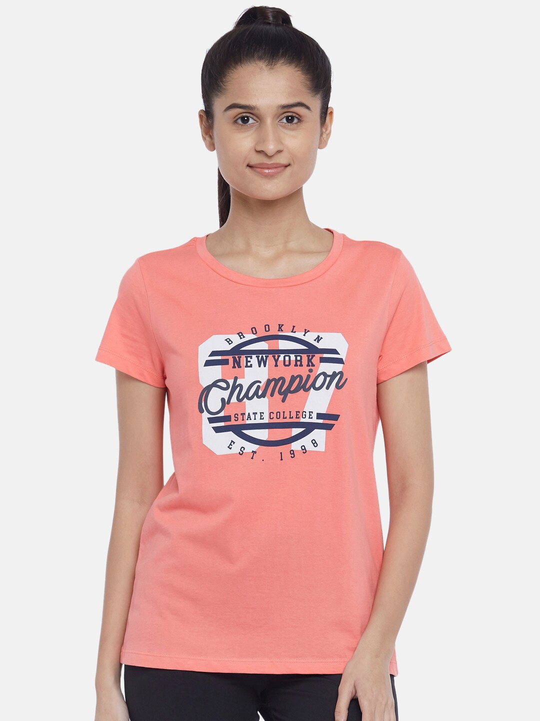 

Ajile by Pantaloons Pink Typography Printed Top