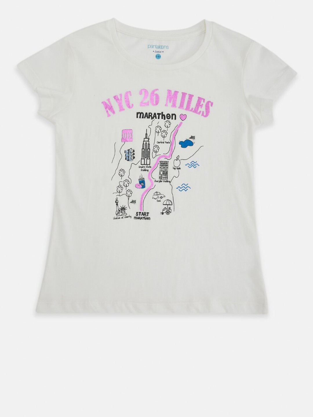 

Pantaloons Junior Girls White Printed Pure Cotton T-shirt