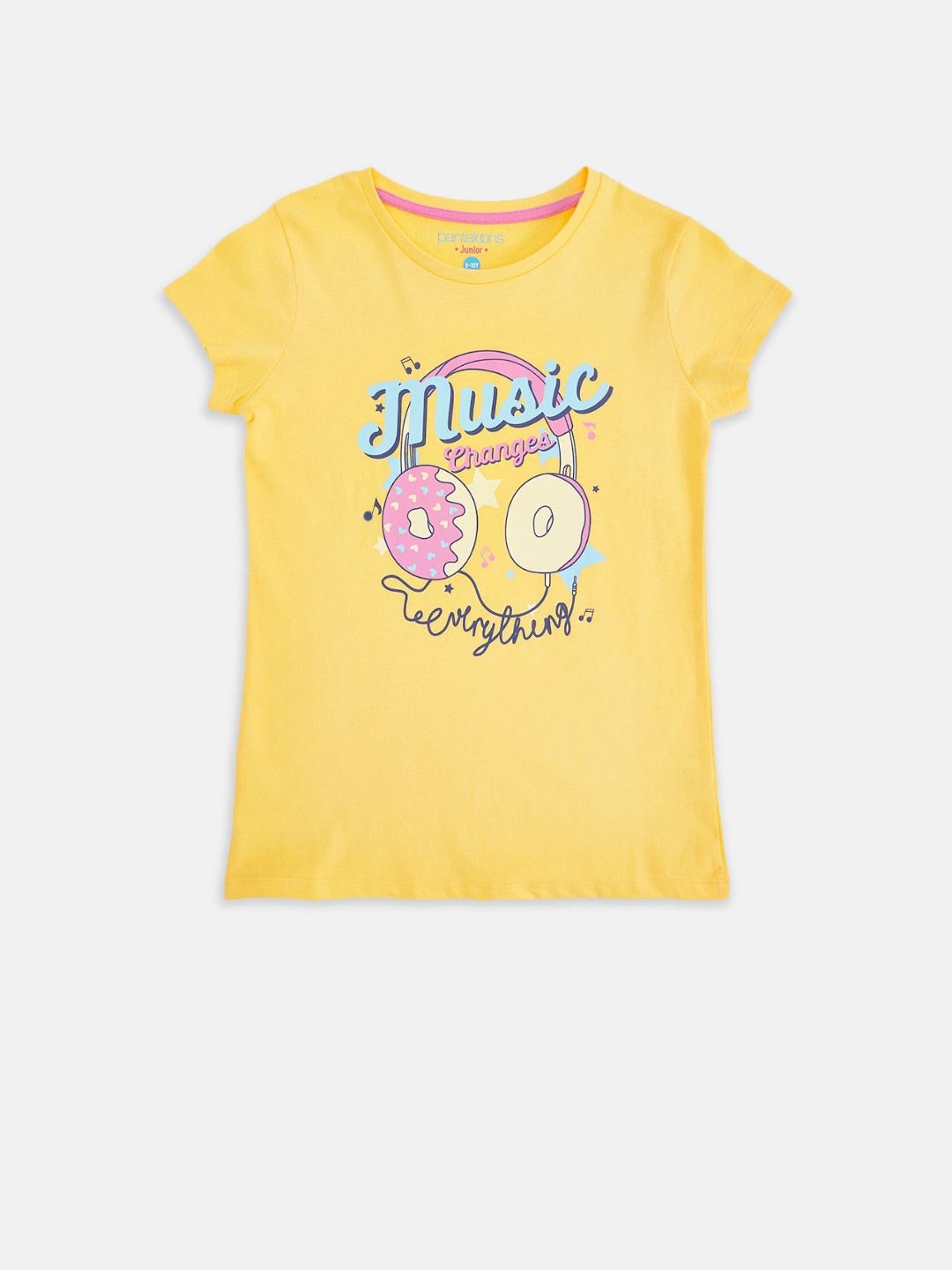 

Pantaloons Junior Girls Yellow & Blue Printed T-shirt