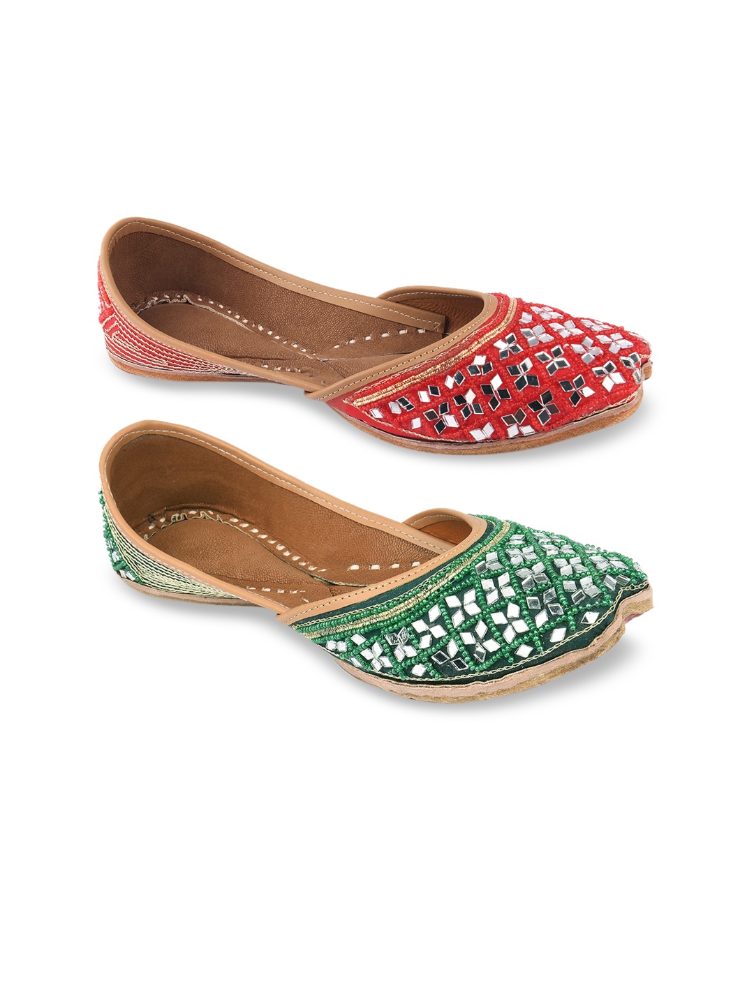 

DESI COLOUR Women Multicoloured Ethnic Mojaris Flats, Multi