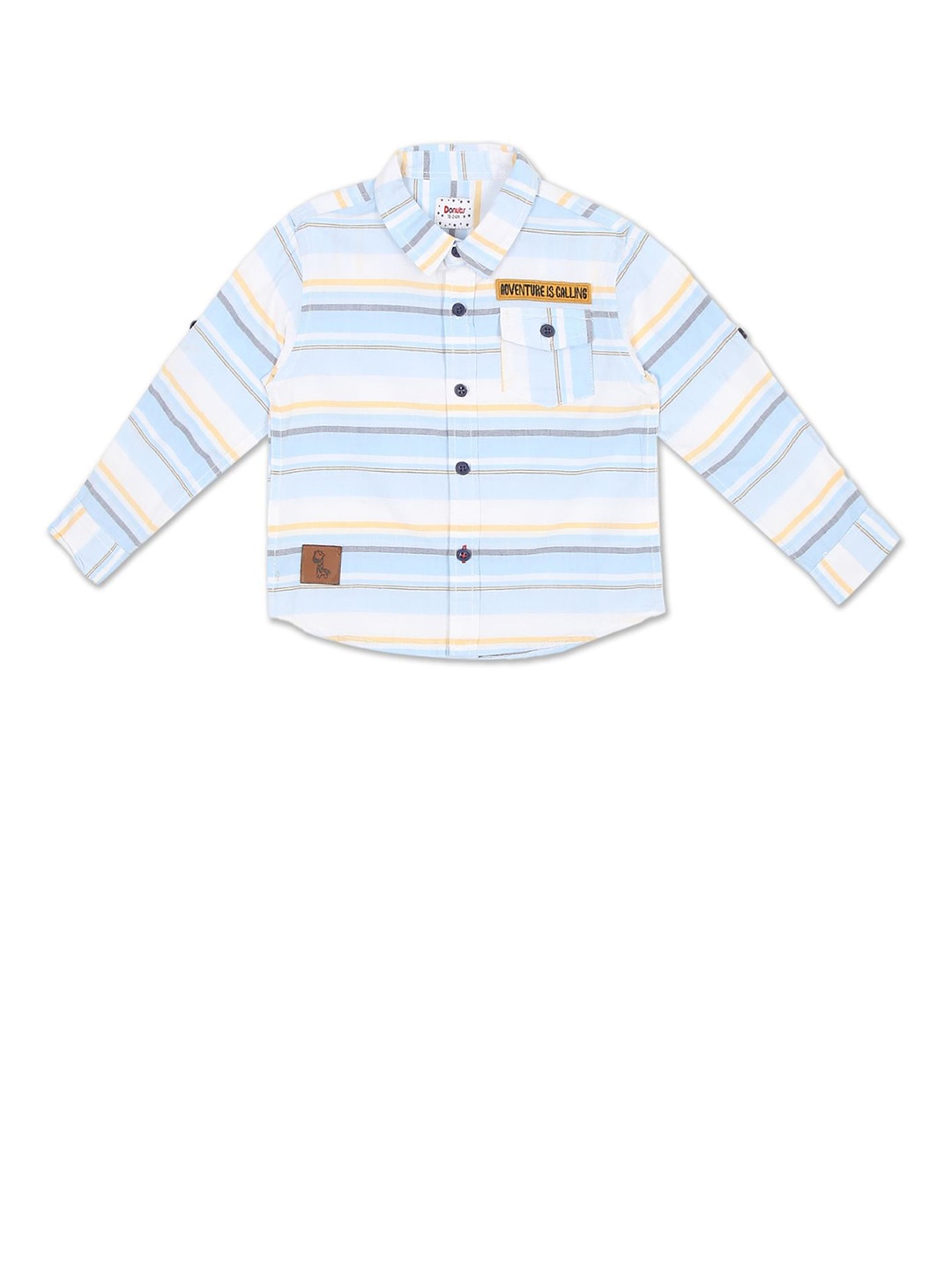 

Donuts Boys Blue & White Horizontal Stripes Striped Casual Shirt