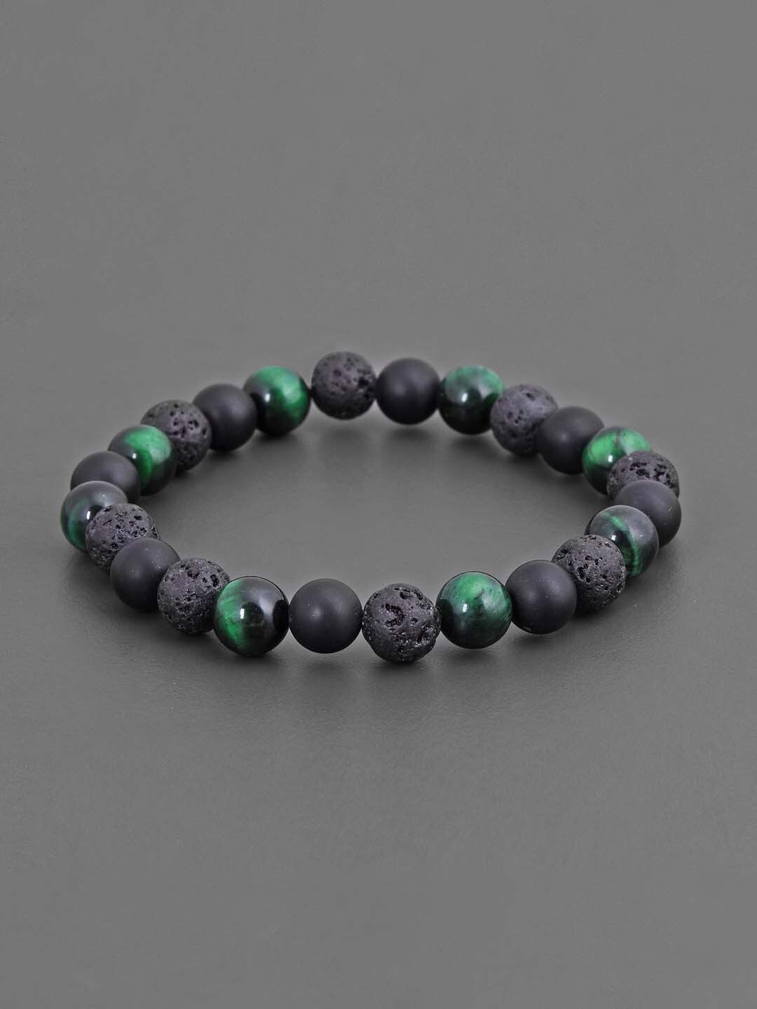 

Tistabene Men Black & Green Beaded Bracelet