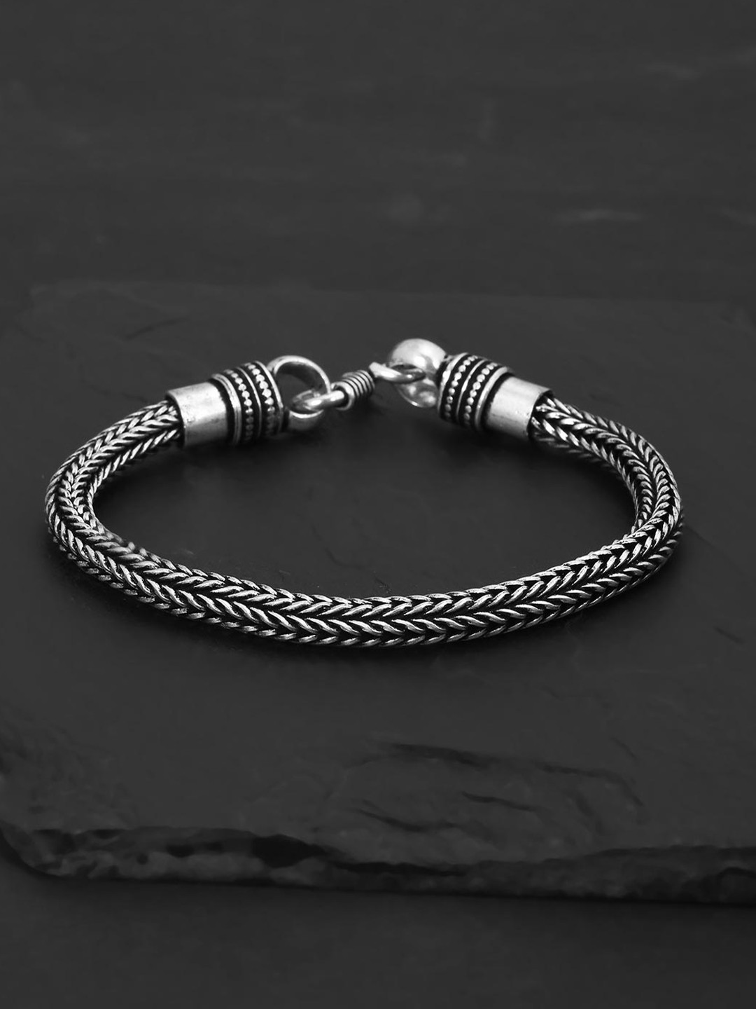 

Tistabene Men White Silver-Plated Charm Bracelet