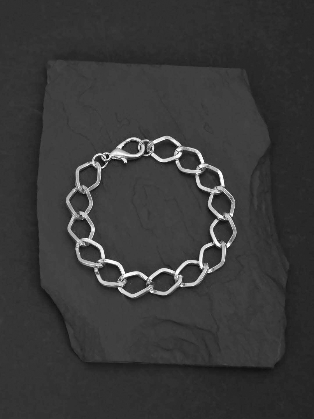 

Tistabene Men Silver-Toned Handcrafted Silver-Plated Charm Bracelet