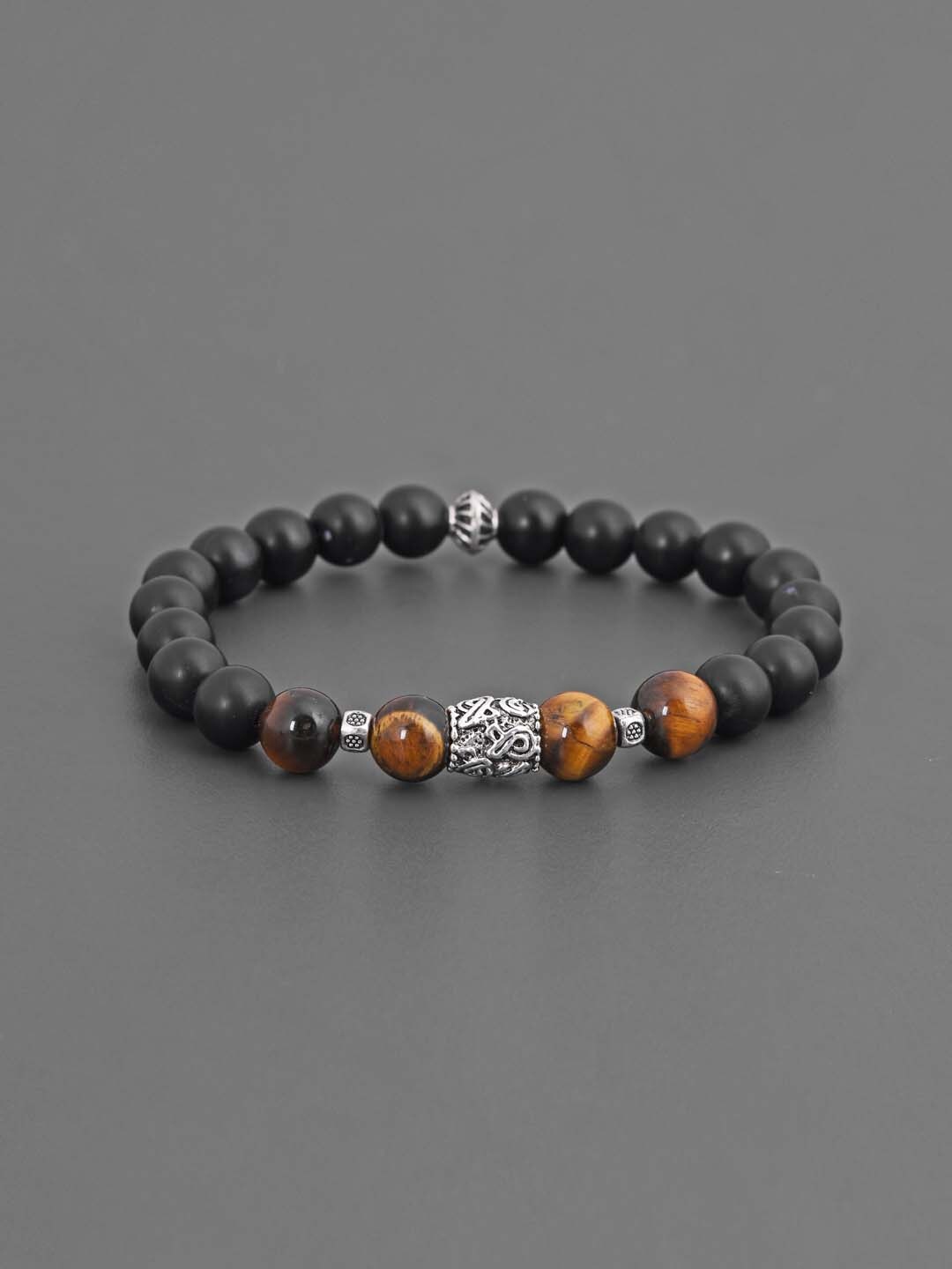 

Tistabene Men Black & Brown Silver-Plated Bracelet