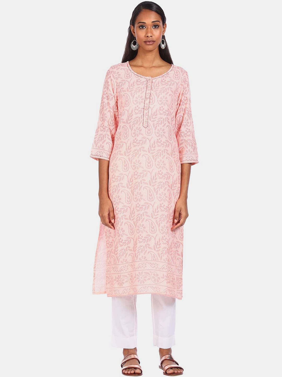 

Karigari Women Pink Paisley Printed Kurta