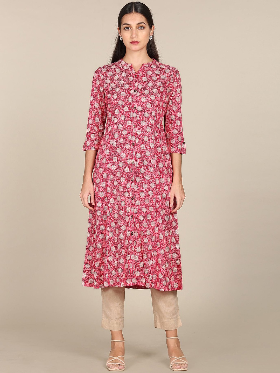 

Karigari Women Pink Ethnic Motifs Printed Kurta