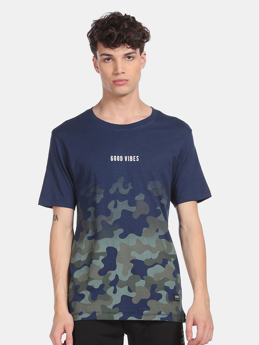 

Colt Men Blue & Green Typography Printed T-shirt