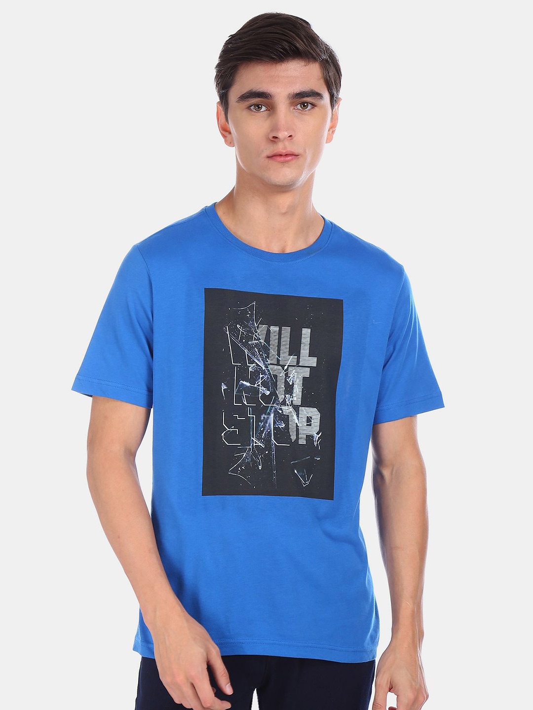 

Colt Men Blue Typography Printed T-shirt