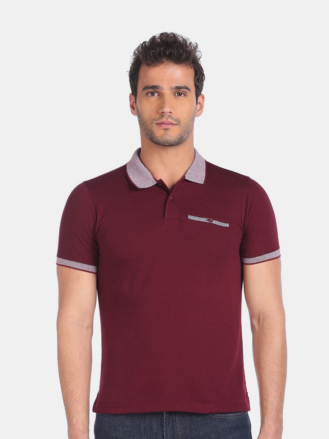

Ruggers Men Red Solid Polo Collar T-shirt