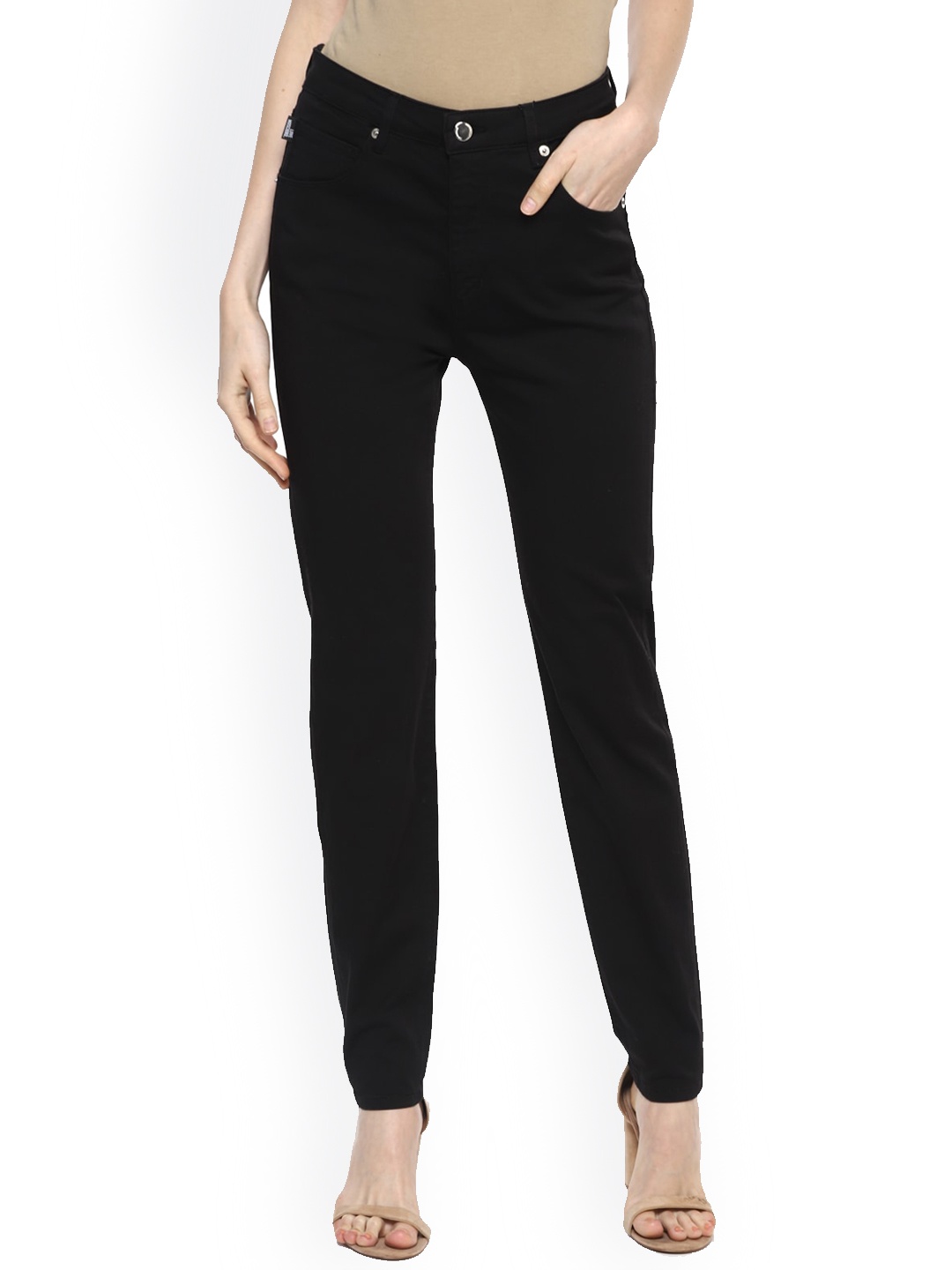 

LOVE MOSCHINO Women Black Slim Fit High-Rise Pure Cotton Jeans
