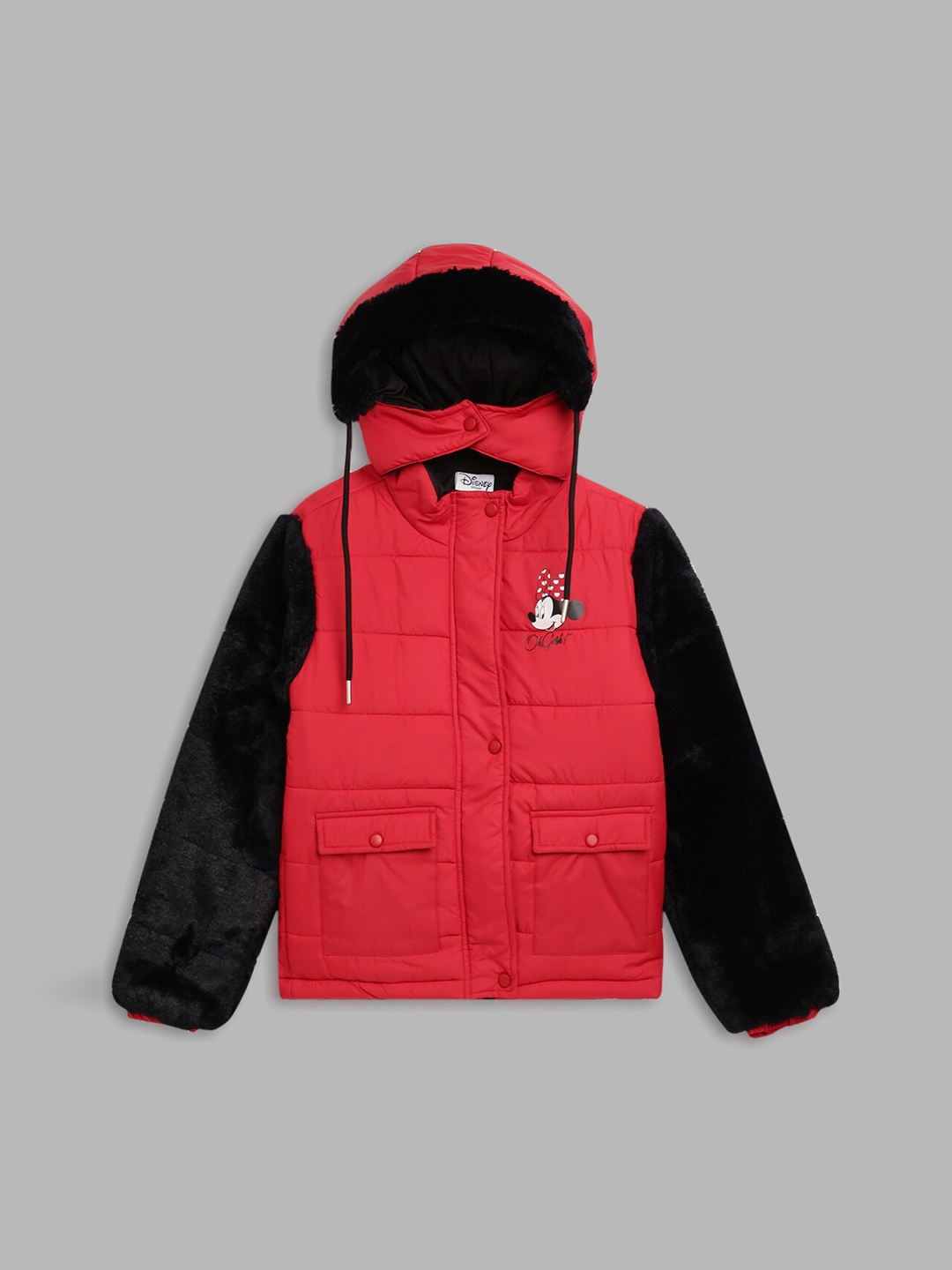 

Blue Giraffe Girls Red & Black Minnie Mouse Hooded Jacket