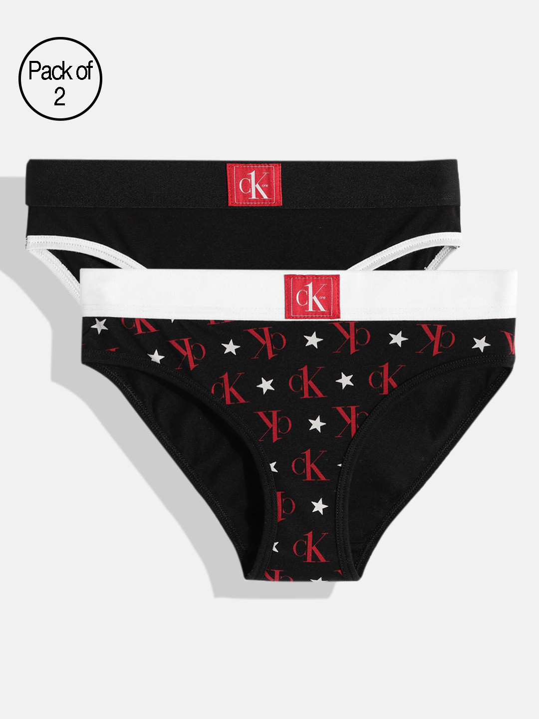 

Calvin Klein Underwear Girls Pack of 2 Bikini Briefs G8005360R8, Black