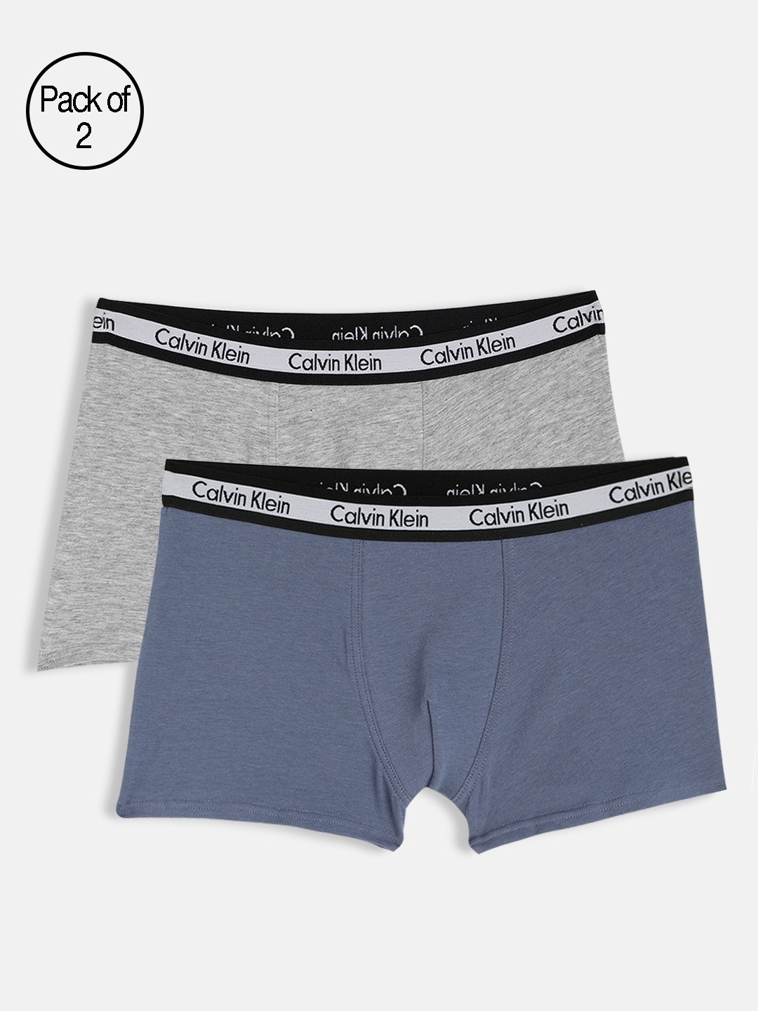 

Calvin Klein Underwear Boys Pack of 2 Solid Trunks B7003820VY, Grey melange