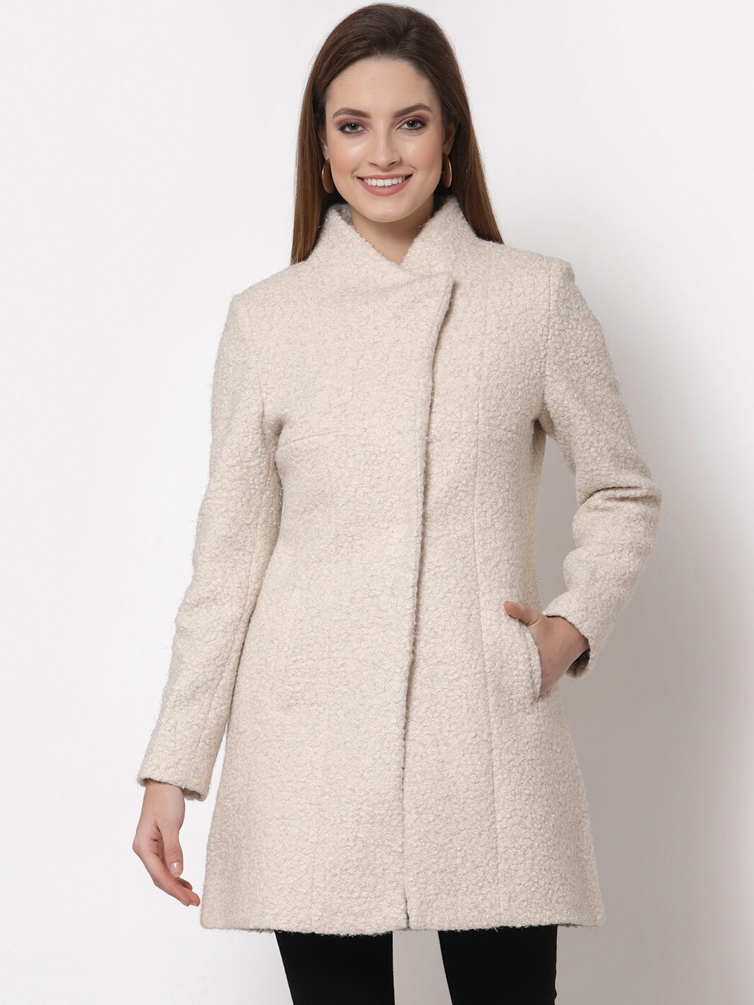 

Juelle Women Off White Solid Overcoat
