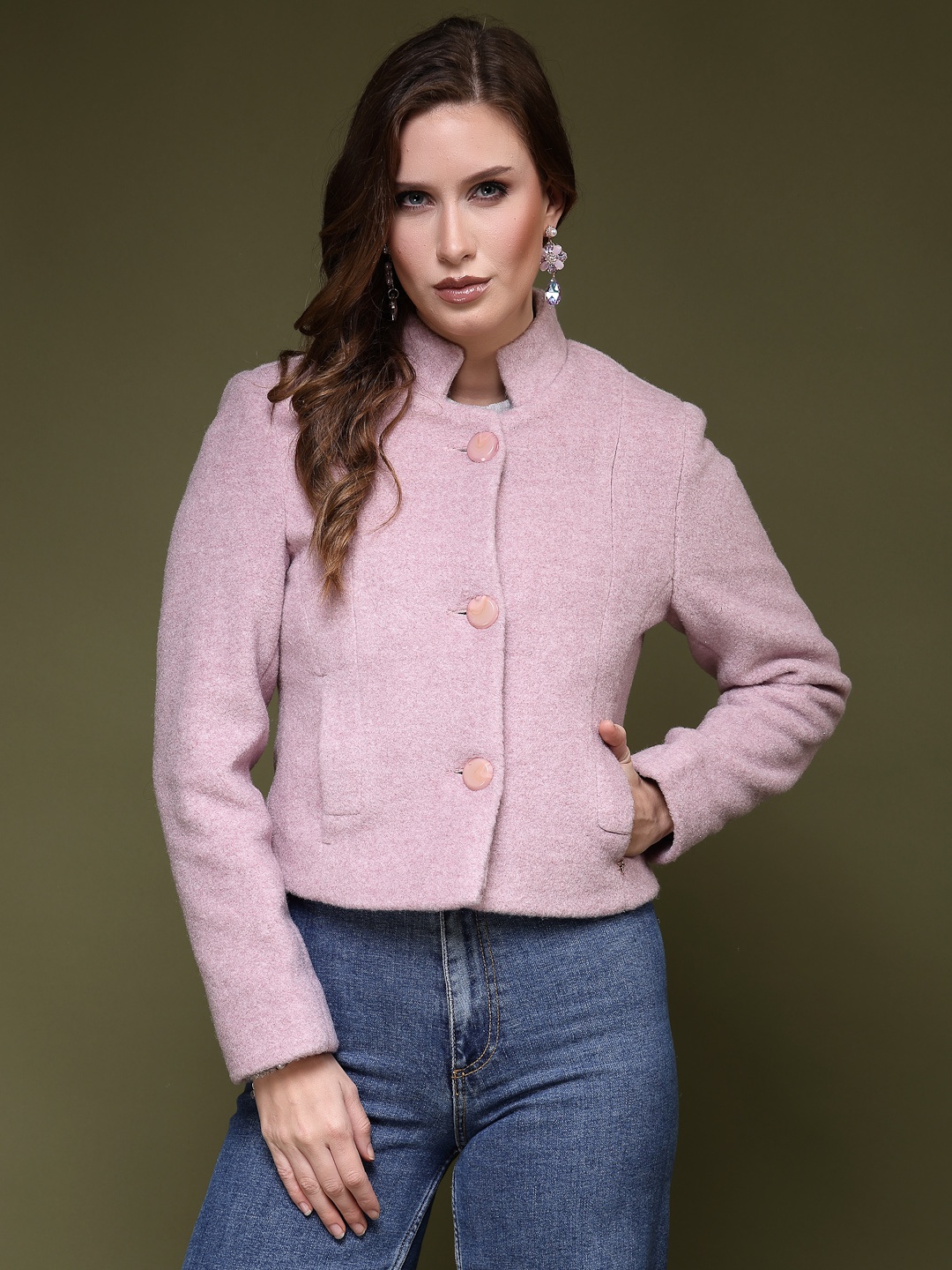 

Juelle Women Lavender Solid Pea Coat