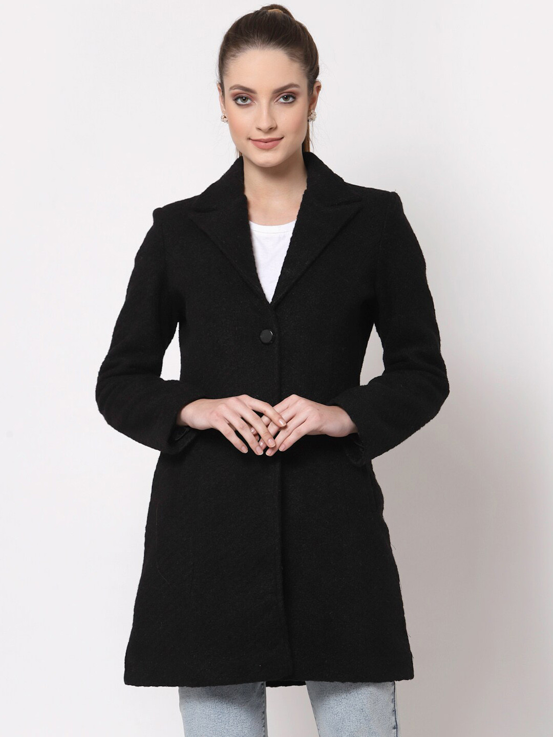 

Juelle Women Black Solid Pea Coat