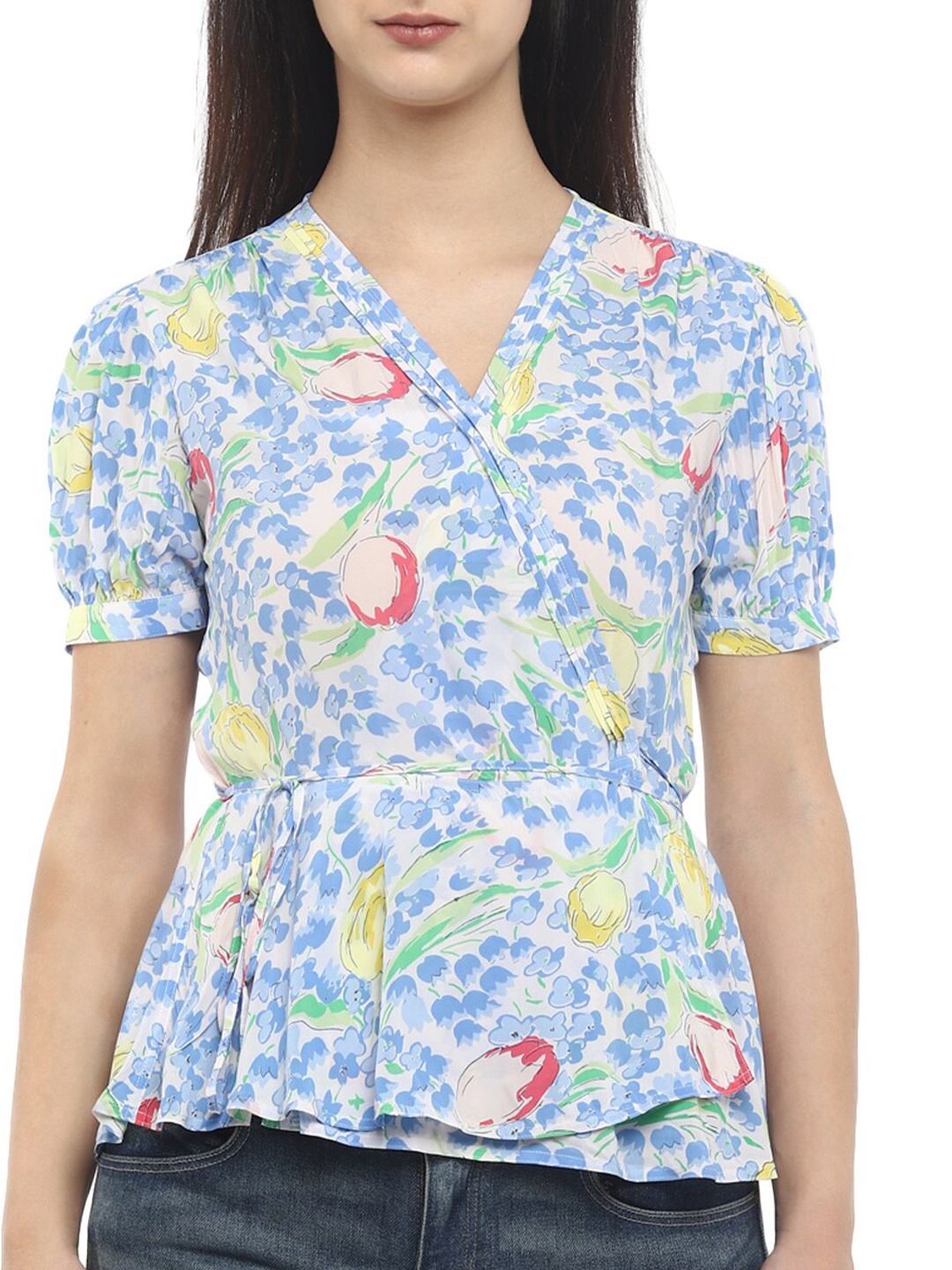 

Polo Ralph Lauren Blue Floral Print Top