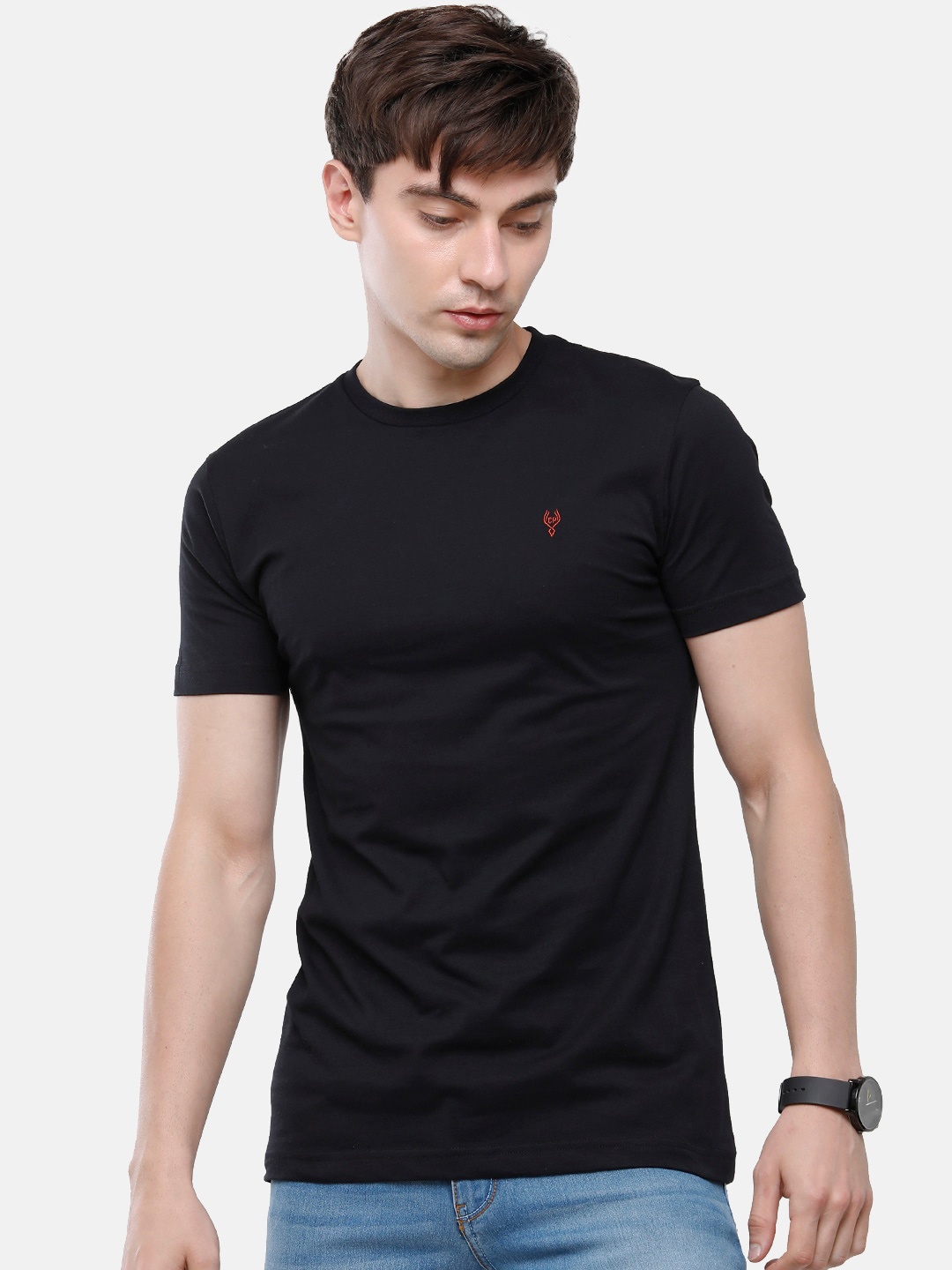

Classic Polo Men Black Pure Cotton Slim Fit T-shirt