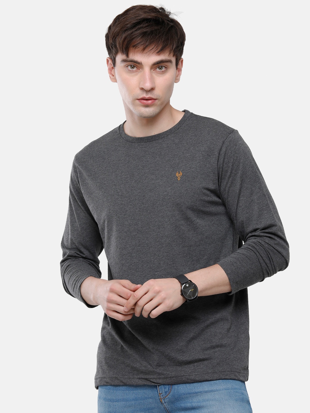 

Classic Polo Men Grey Pure Cotton Slim Fit T-shirt