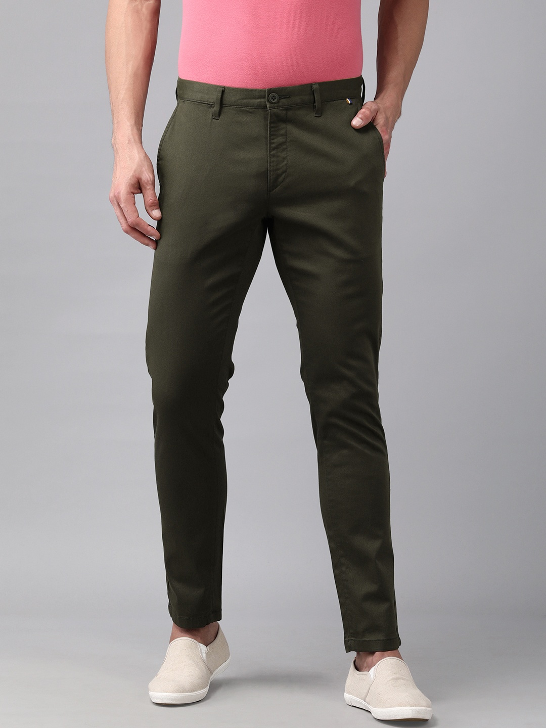

U S Polo Assn Men Olive Green Austin Trim Fit Trousers