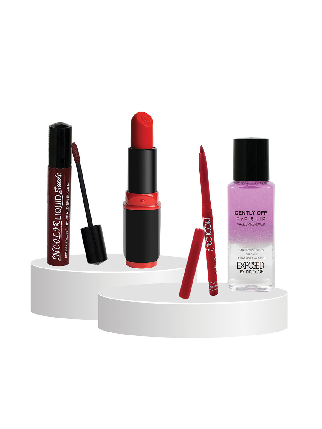 

INCOLOR Exposed Makeup Remover Lip Gloss With Lip Liner & Lusty Lipstick Gift Set, Multi